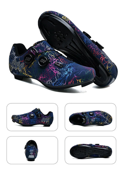 New Professional Cycling Shoes Men Locking Booster Shoes Breathable Double Knob Buckle Women SPD Hard-Soled Road Cycling Shoes