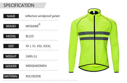 WOSAWE Men Cycling Windbreaker MTB Bicycle Long Sleeve Coat Water Resistant Outdoor Sport Jersey Bike Jacket Cycling Clothing