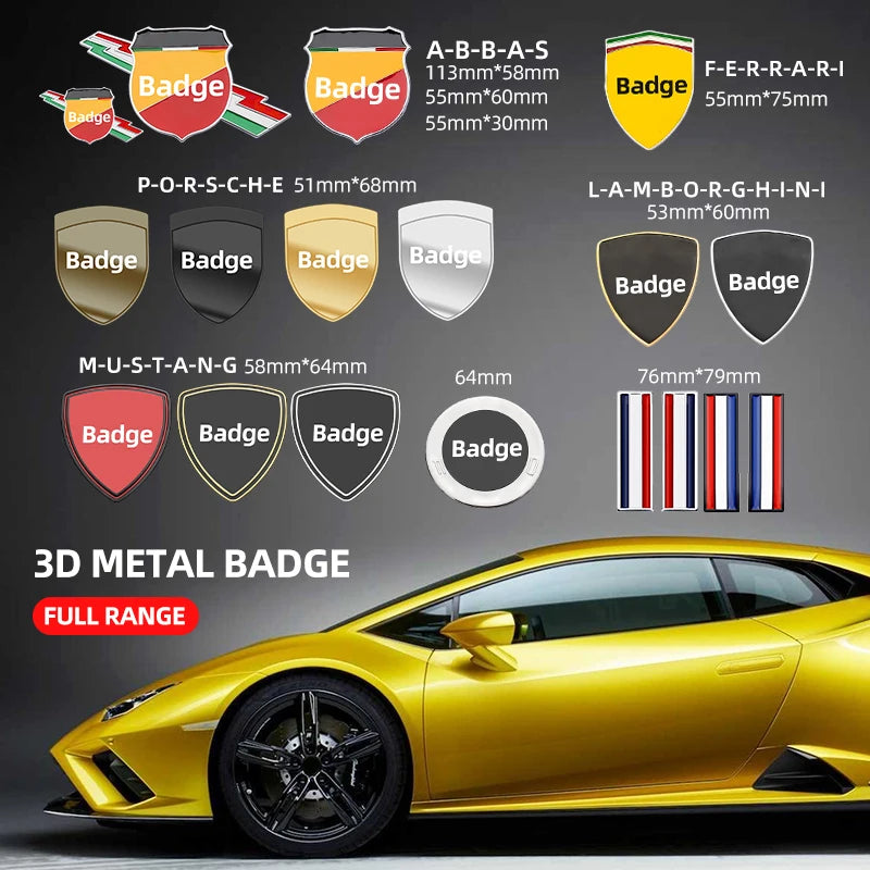 Metal Logo Car Front Bonnet Hood Window Body Badge Trunk Emblem Stickers Decal for Abbas Abarth Ford Mustang Ferrari Lamborghini