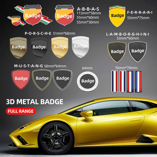 Metal Logo Car Front Bonnet Hood Window Body Badge Trunk Emblem Stickers Decal for Abbas Abarth Ford Mustang Ferrari Lamborghini