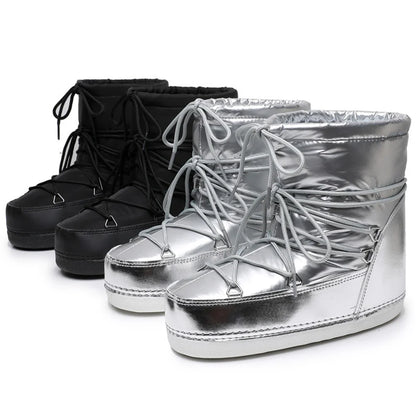 2025 Winter Lace-up Ankle Boots Women Snow Boots Brand Design Classic Platform Waterproof Non-slip Cotton Boots Woman Ski Boots