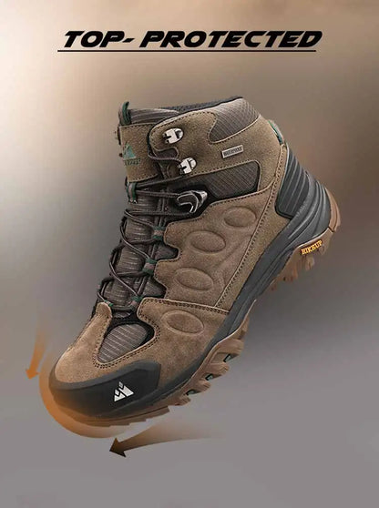 HIKEUP High-Top Men Hiking Boot Winter Outdoor Shoes Lace-Up Non-slip Sports Casual Trekking Boots Man Suede Warm Shoes