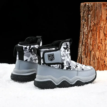Winter Children Snow Warm Boots Fur Shoes Boys Sneaker Rubber Hiking Shoe Fashion Children Shoes Waterproof Leather Boots Kids