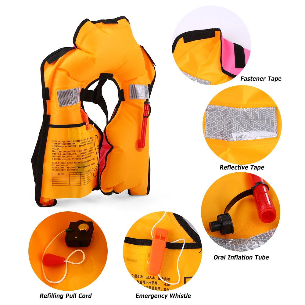 Manual Inflatable Life Jacket Adult Life Vest Water Sports Swimming Fishing Survival Jacket