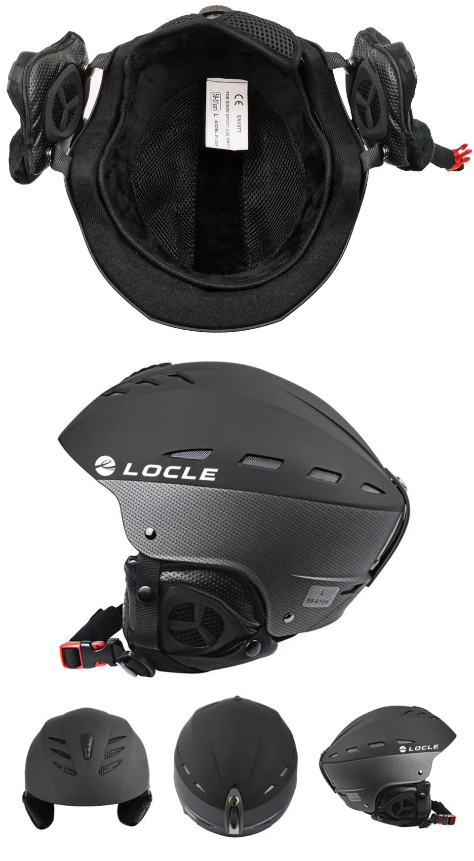 LOCLE Men Skiing Helmet Women Children Boys Girls Ski Helmet Skating Skateboard Snowmobile Motorcycle Helmets Size 52-64cm