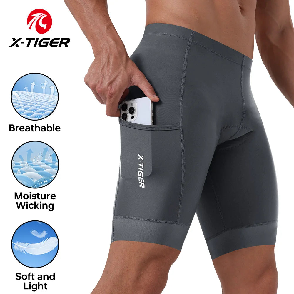 X-TIGER Men Cycling Shorts with Back Pocket 5D Gel Padded Bike Shorts for Men Mountain Road Biking Riding Half Pants Tights