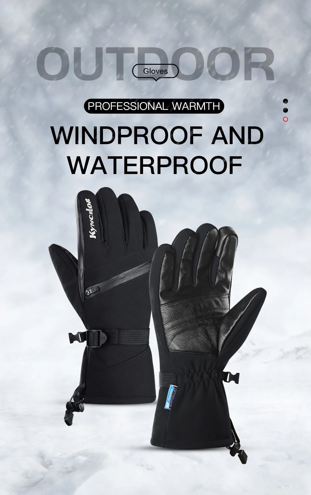 Winter Outdoor Snowy Cycling Skiing Sports Mountaineering Warm Windproof Waterproof Durable Waterproof Ski Thick Gloves