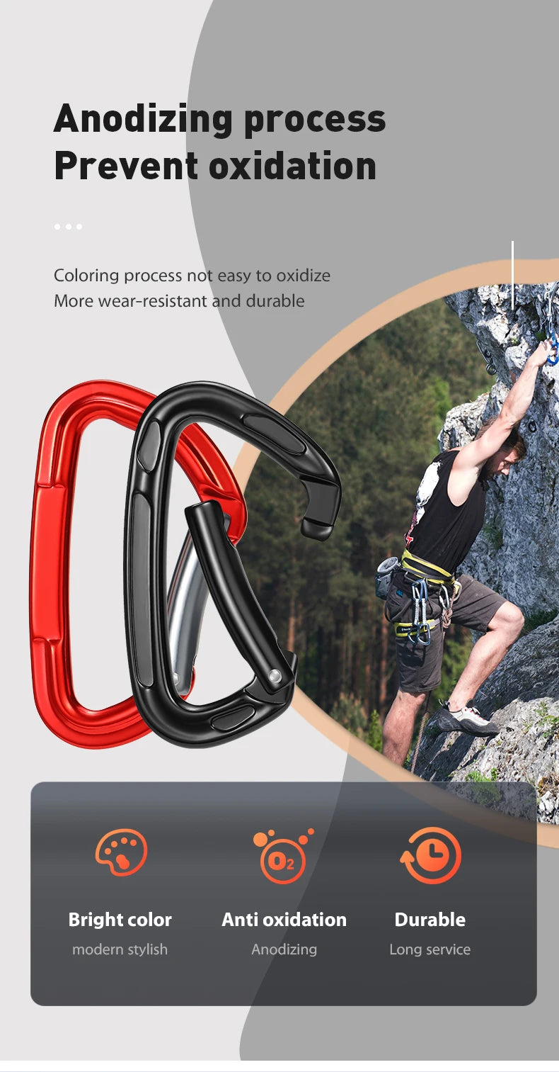CLIWIZ SGM7118 Curved D- Straight UIAA CE Certified Climbing Carabiner 23kN 7075 Aluminum Carabiner Climbing Safety Snap Hook