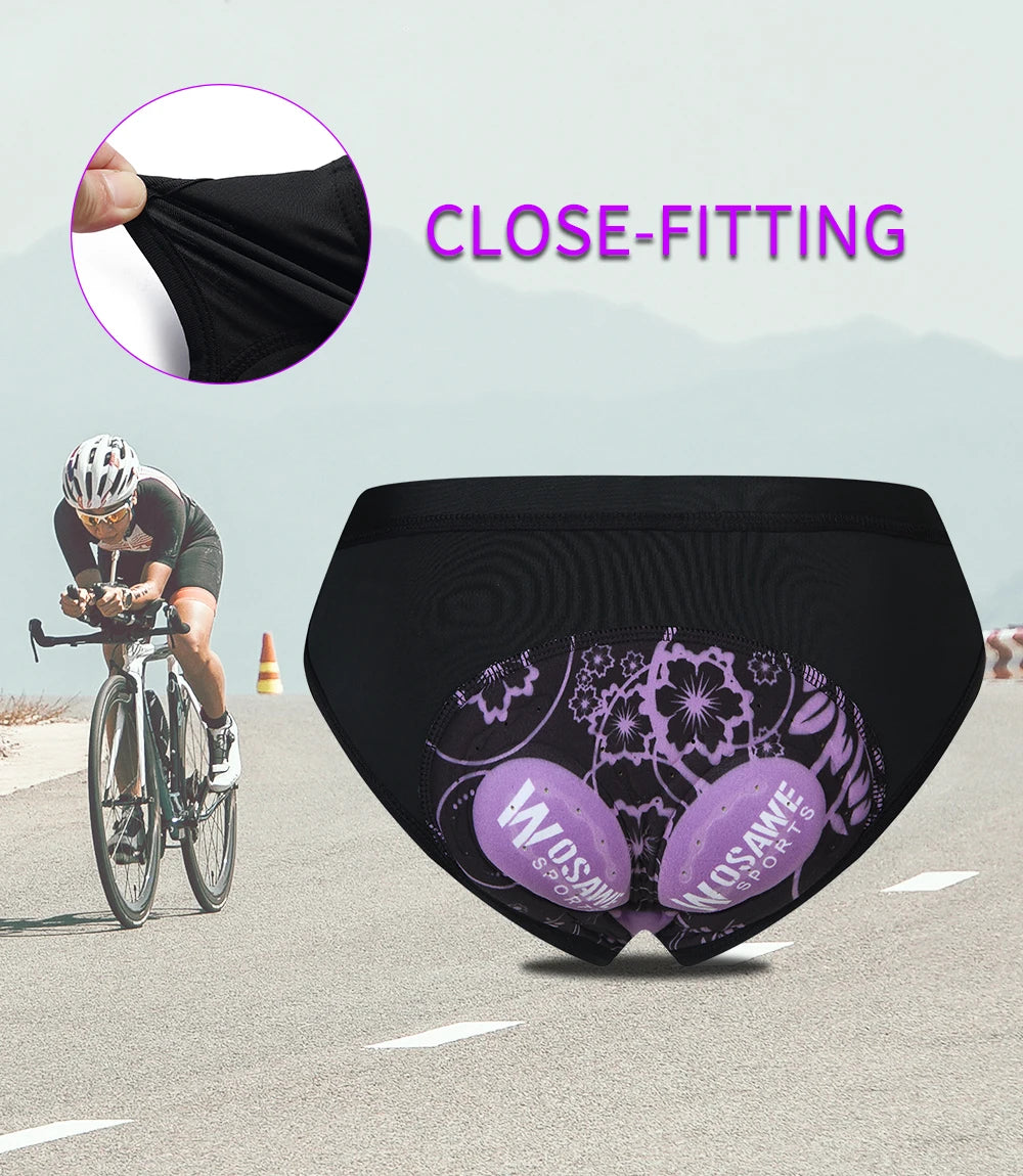 WOSAWE Women Cycling Underwear 3D Padded Shockproof Mountain MTB Bicycle Shorts Riding Bike Sport Underwear Tights Shorts