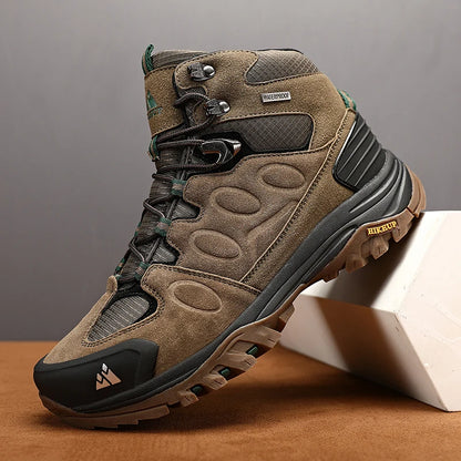 HIKEUP High-Top Men Hiking Boot Winter Outdoor Shoes Lace-Up Non-slip Sports Casual Trekking Boots Man Suede Warm Shoes