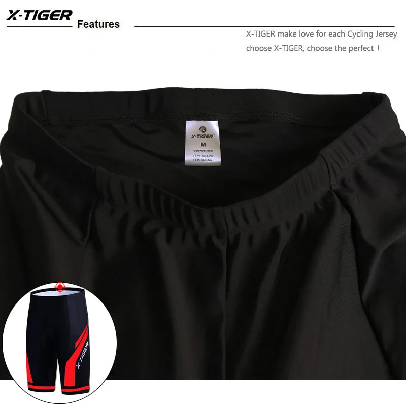 X-TIGER Cycling Shorts Men Gel Pad Bicycle Clothes MTB Road Bike Pants Anti-slip Leg Grips Bike Shorts Summer Outfit Clothes