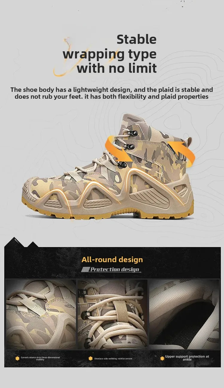 Oxford Waterproof Tactical Boots Men's Outdoor Non-slip Climbing Hiking Sports Shoes 45Plus Size Camouflage Work Shoes 46