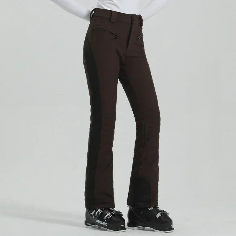 Ladies High Elasticity Skiing Pants Women Slim Winter Trousers 2025 Alpine Sport Ski Pants Outdoor Warm Waterproof Snow Clothes