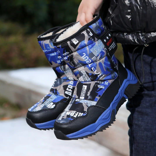 New Cute Winter Girl's Nonslip Snow Boots Kids Mountaineering Skiing Warm Felt Boots School Outdoor Activities Eur Size 31-39
