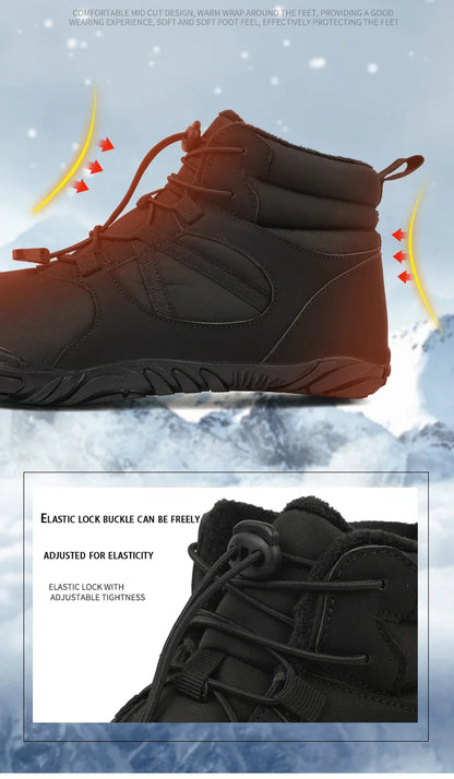 Men Women Waterproof Winter Boots Snow Barefoot Casual Shoes Outdoor Warm Work Shoes Ankle Shoes for Trekking Climbing Hiking