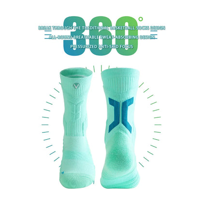 Veidoorn High Quality Sport Socks for Men Mid Calf Length Running Basketball Socks Thicken Non Slip Camping Cycling Stocking