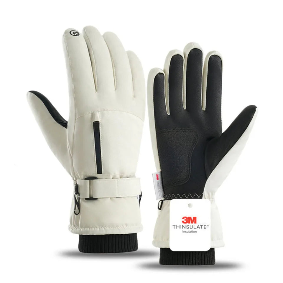 GOBYGO 1Pair Winter Ski Gloves Thickened Cold Non-slip Waterproof Touch Screen Gloves Extended Wrist Riding Ski Gloves Men Women
