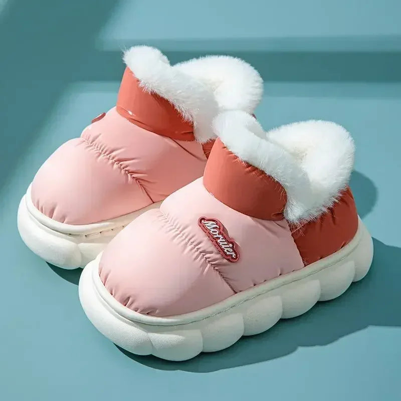 Children's Cotton Shoes Winter Plush Thickened Cotton Slippers Waterproof Ski Boots Baby Boys and Girls Leather Boots Kids Shoes