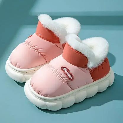 Children's Cotton Shoes Winter Plush Thickened Cotton Slippers Waterproof Ski Boots Baby Boys and Girls Leather Boots Kids Shoes