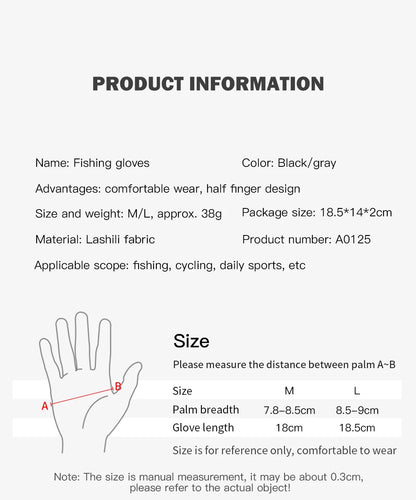 1 Pair Fishing Gloves for Men Summer Fishing Road Sub Sunscreen and Anti Slip Ice Silk Breathable Thin Three Finger Cut Gloves