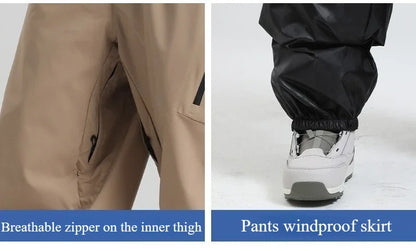 Women Waterproof Ski Pant Windproof Men Warm Snowboarding Trousers Outdoor Winter Sports Breathable Solid Baggy Skiing Strides