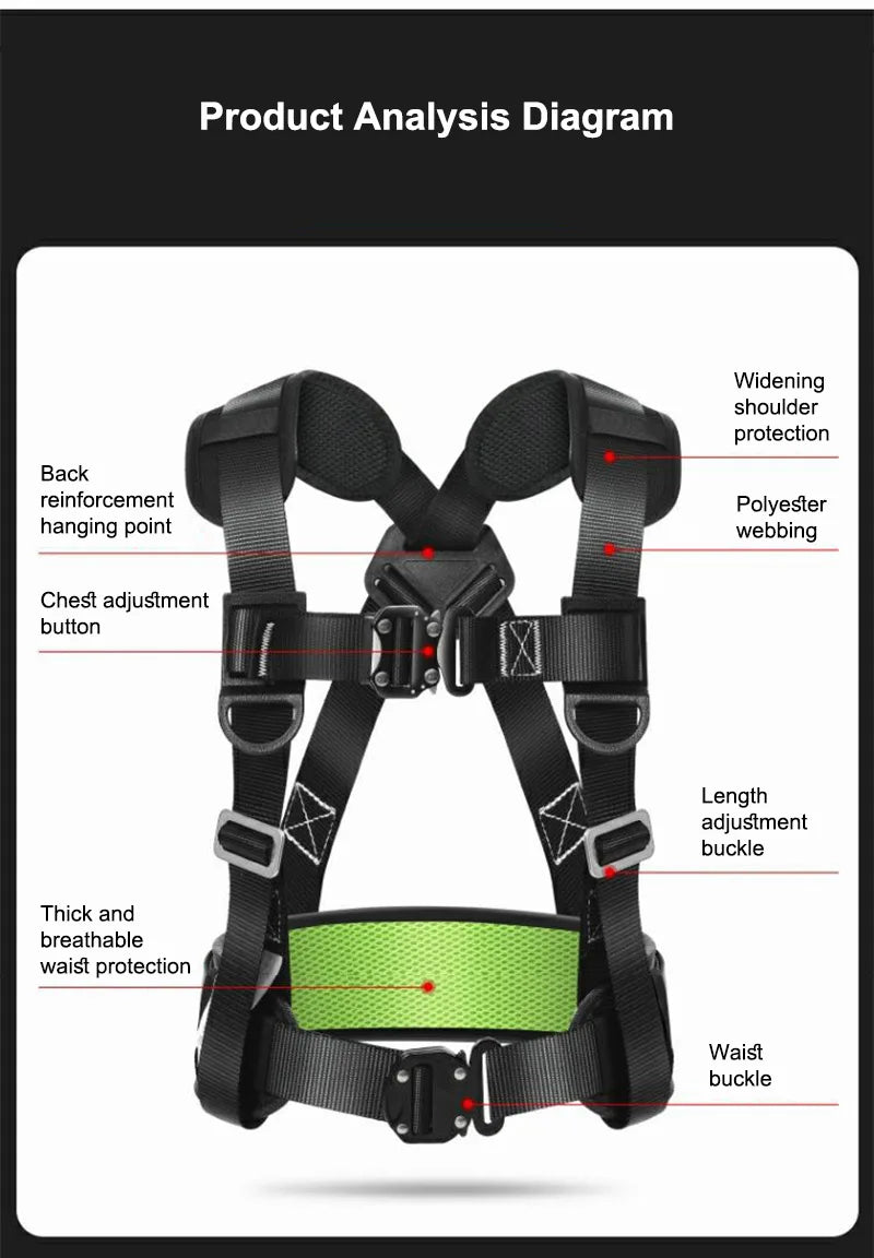 High-altitude Work Safety Belt Rope Set Outdoor Rock Climbing Electrician Construction Safety Harness Protective Equipment