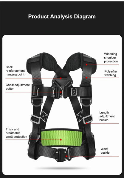 High-altitude Work Safety Belt Rope Set Outdoor Rock Climbing Electrician Construction Safety Harness Protective Equipment