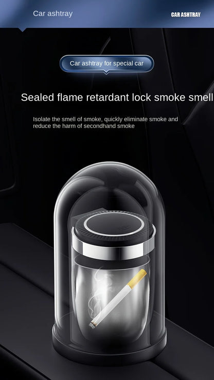 One Click Opening of Car Ashtray with Metal Lining and LED Light Push Type Splash Proof Light, Car Ashtray, Automotive Supplies