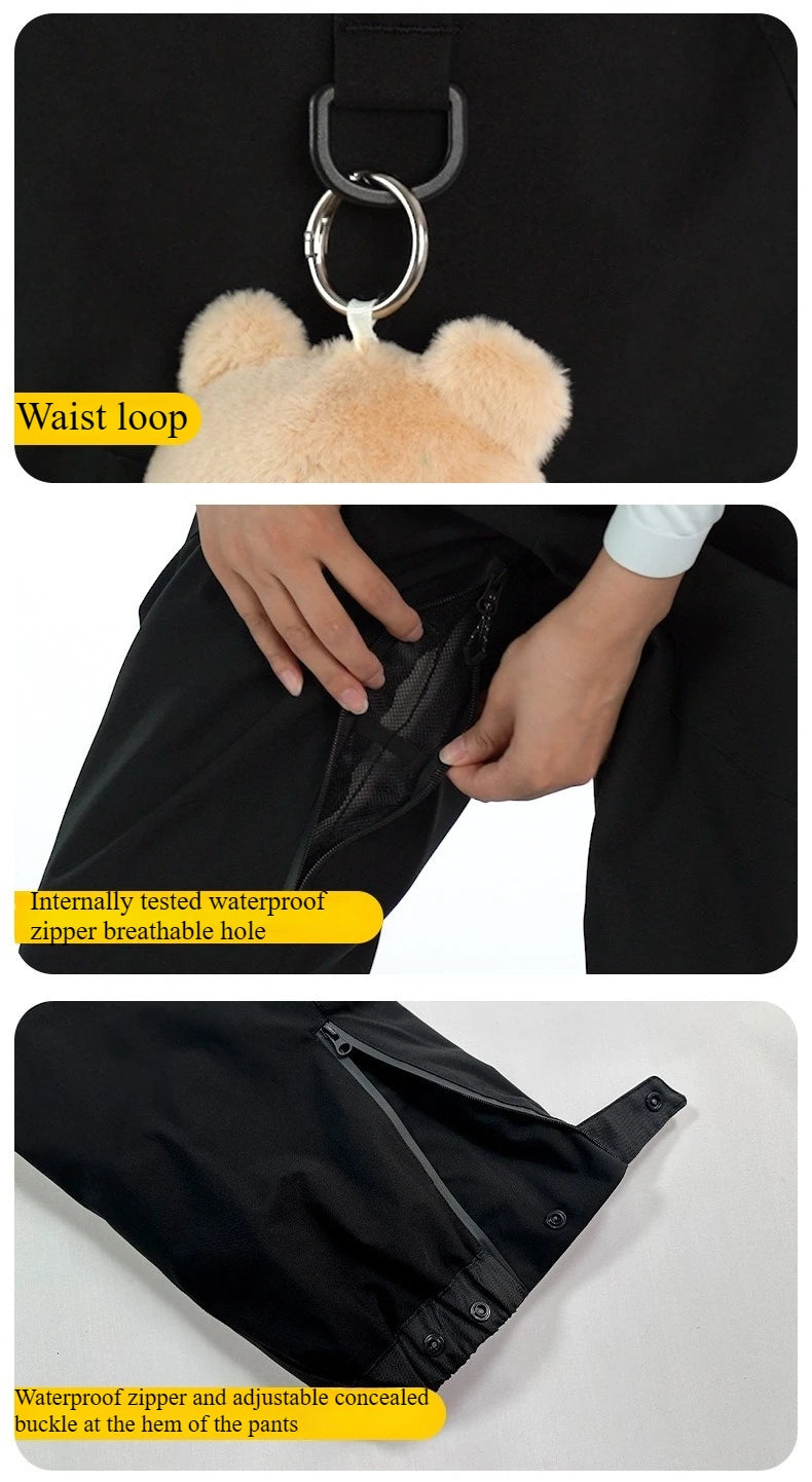 New Unisex Ski Pants Women Windproof Waterproof Snow Strides Warm Breathable Thickened Winter Outdoor Snowboarding Trousers