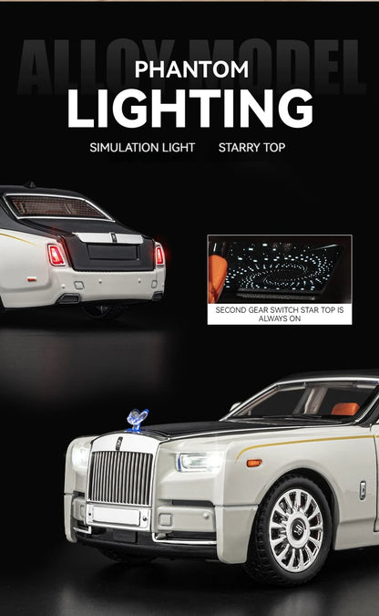 1:18 Rolls-Royce Phantom Model Car, Zinc Alloy Pull Back Toy Diecast Car with Sound and Light, Realistic Modeling Model Toy111