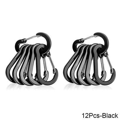 6/12pcs Outdoor Camping Multi Tool Mountaineering Buckle Steel Small Carabiner Clips Fishing Climbing Acessories Dropshipping