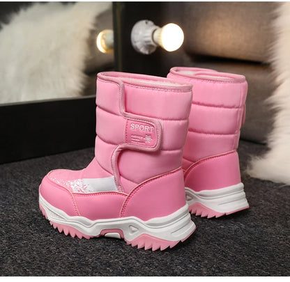 Winter Outdoor Children Boots Princess Elegant Girls Shoes Water Proof Girl Boy Snow Boots Kids Warm High Quality Plush Boots