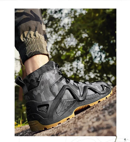 Oxford Waterproof Tactical Boots Men's Outdoor Non-slip Climbing Hiking Sports Shoes 45Plus Size Camouflage Work Shoes 46