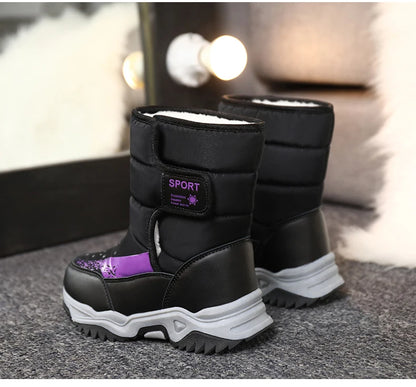 Winter Outdoor Children Boots Princess Elegant Girls Shoes Water Proof Girl Boy Snow Boots Kids Warm High Quality Plush Boots