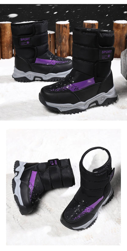 Winter Outdoor Children Boots Princess Elegant Girls Shoes Water Proof Girl Boy Snow Boots Kids Warm High Quality Plush Boots