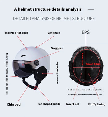 New Adult Protective Ski Helmet, Outdoor Sports Anti Fall Snow Helmet With Snow Goggles Single And Double Board Warm Ski Helmet