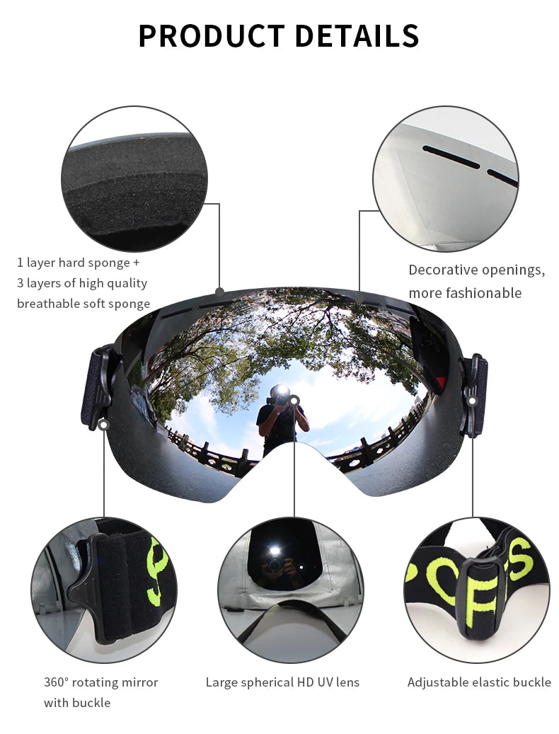 LIGHTWEIGHT Professional Ski Goggles Men UV400 Adult anti-fog Snowboard Skiing Glasses Women Ultra-light Winter Snow Eyewear