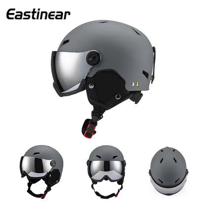 New Adult Protective Ski Helmet, Outdoor Sports Anti Fall Snow Helmet With Snow Goggles Single And Double Board Warm Ski Helmet