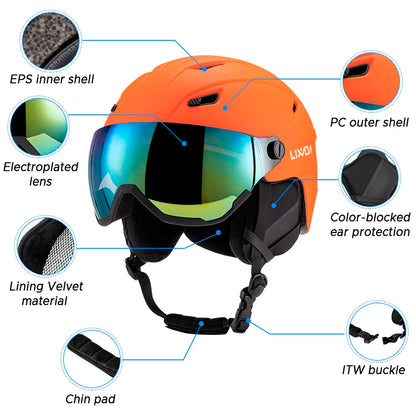 Integrated Ski Helmet Men and Women Snowboard Helmet with Removable Visor Goggles