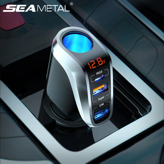 66W Quick Charge Car Cigarette Lighter Charger QC3.0/PD Port Phone Charger Socket DC 12V/24V Universal USB Type Power Adapter
