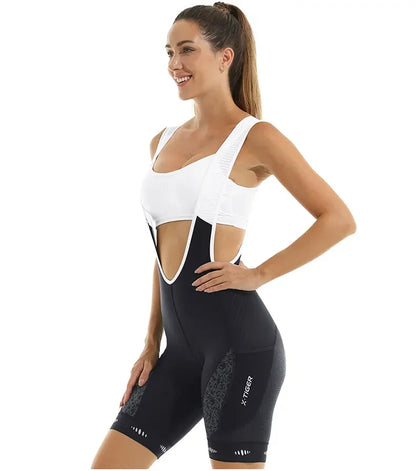 X-TIGER Women's Cycling Shorts Competitive Foam Padded MTB Bike Shorts with Side Pockets Summer Reflective Bib Tights