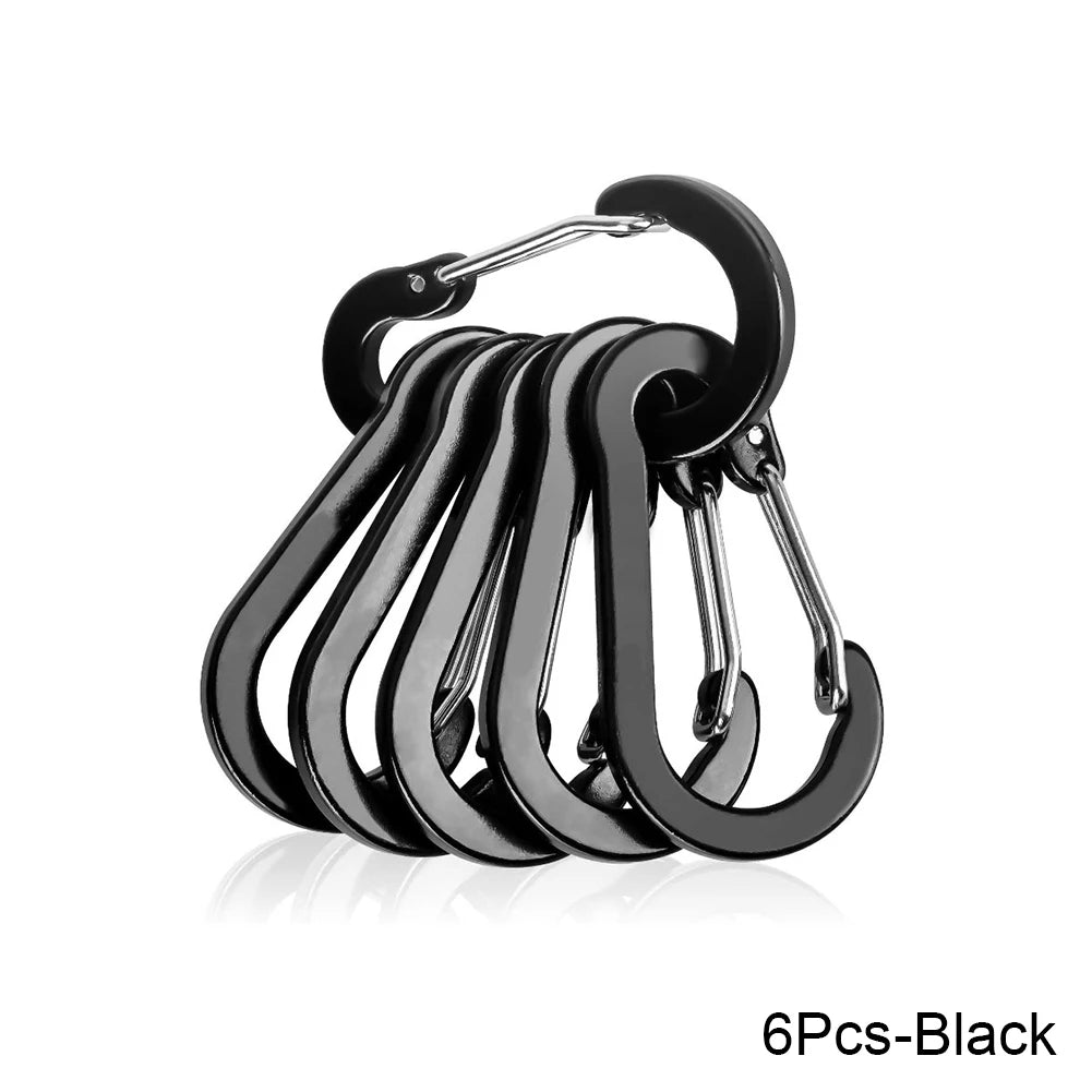 6/12pcs Outdoor Camping Multi Tool Mountaineering Buckle Steel Small Carabiner Clips Fishing Climbing Acessories Dropshipping