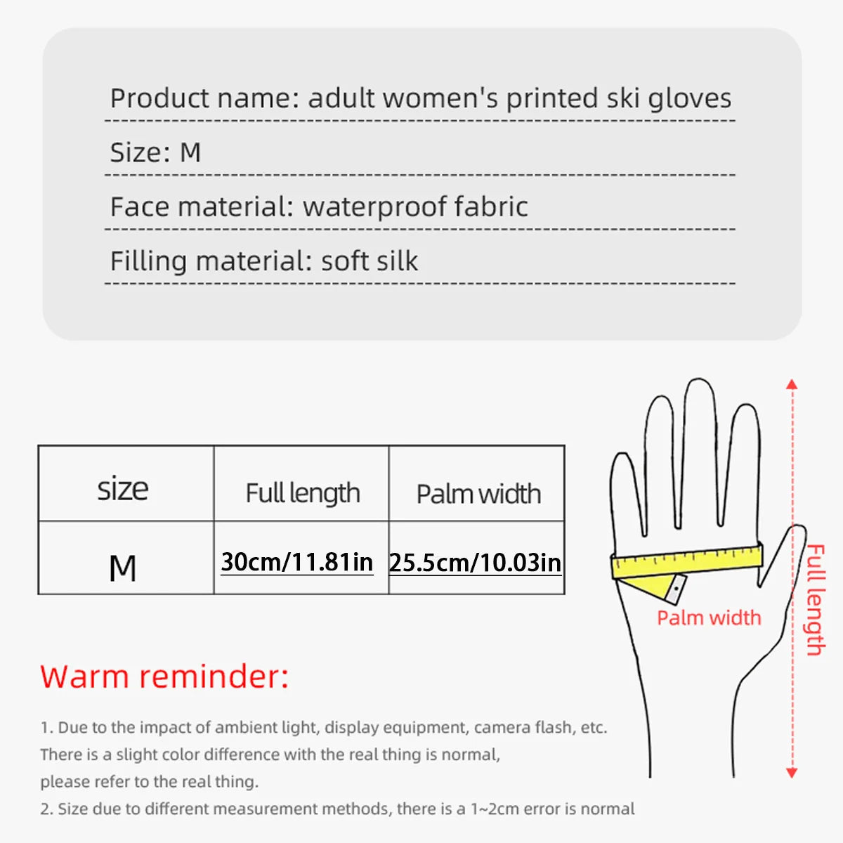 Cute Women's Ski Gloves For Warmth And Protection, With Fleece Lining, Touchscreen Design, And Waterproof Winter Outdoor Gloves.