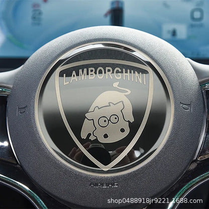 Car Steering Wheel Sticker Stainless Steel Steering for BYD Atto3 Yuan Plus Dolphin Seal Seagull Sealion SHARK Protective Cover