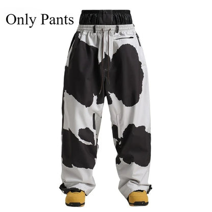 New Baggy Windproof Men Solid Women Skiing Pants Waterproof Loose Hooded Ski Strides Outdoor Sports Adult Breathable Trousers