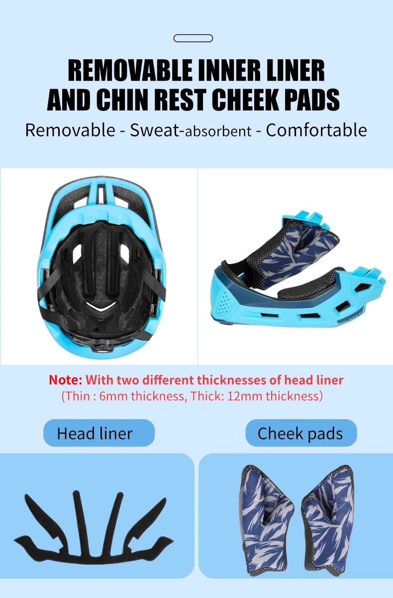 BATFOX Kids Full Face bike helmet Detachable Downhill Children Cycling Motorcycle Skateboard Sports Racing Racing Bicycle helmet