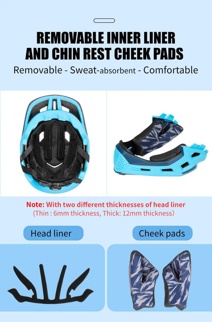 BATFOX Kids Full Face bike helmet Detachable Downhill Children Cycling Motorcycle Skateboard Sports Racing Racing Bicycle helmet