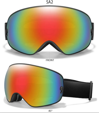 Anti-Fog SKI Goggles Snowboard Goggles UV400 with Night Vison Lens Men Women Teen Best Gift for Christmas and New Year