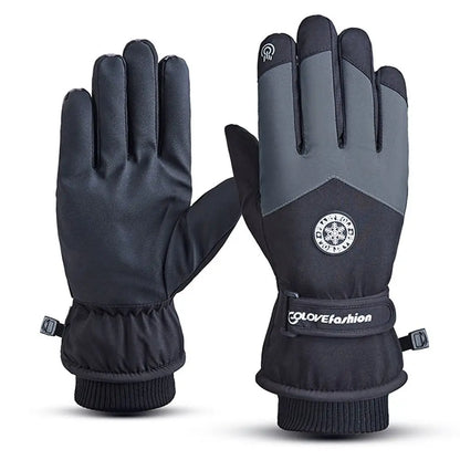 Winter Unisex Snowboard Ski Gloves PU Leather Non-slip Touch Screen Waterproof Motorcycle Cycling Fleece Warm Snow Gloves