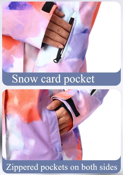 Skiing Hoodie Jacket Outdoor Warm Ski Coats Windproof Waterproof Ski Tops Women Sports Snowboard Jacket Winter New Snow Clothing